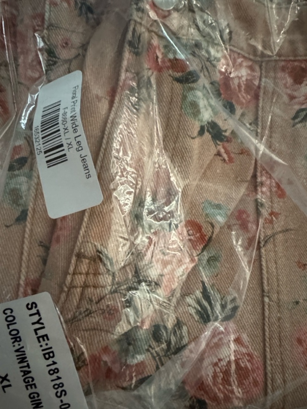 BiBi Floral Wide-Leg Jeans in Blush and Sage